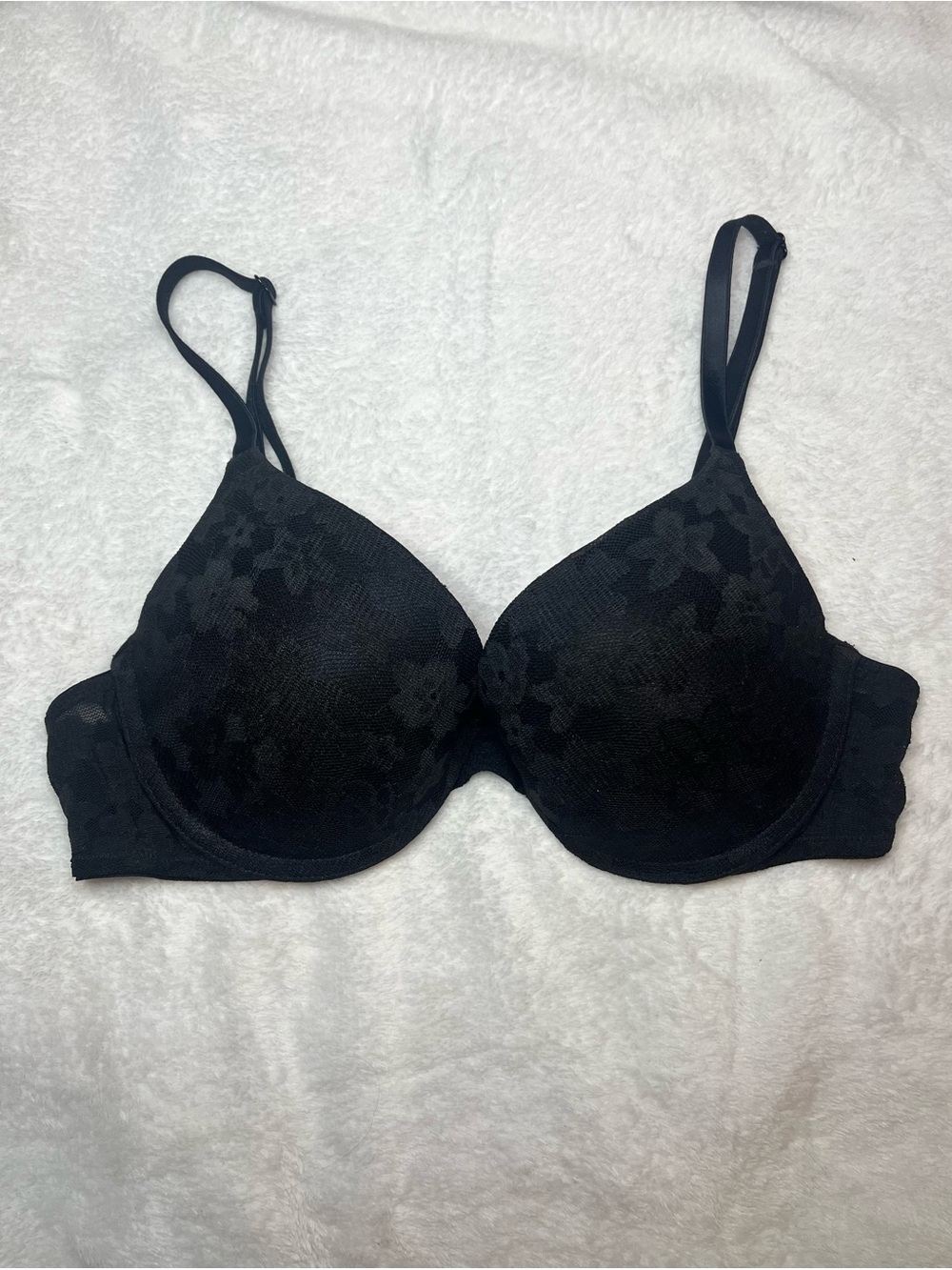 VS Pink Wear Everywhere Bra Floral Black 34B Victoria’s Secret